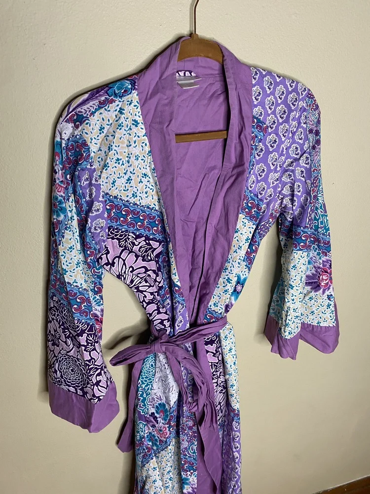 Soft Surroundings Purple Patchwork Robe - Picture 8 of 13